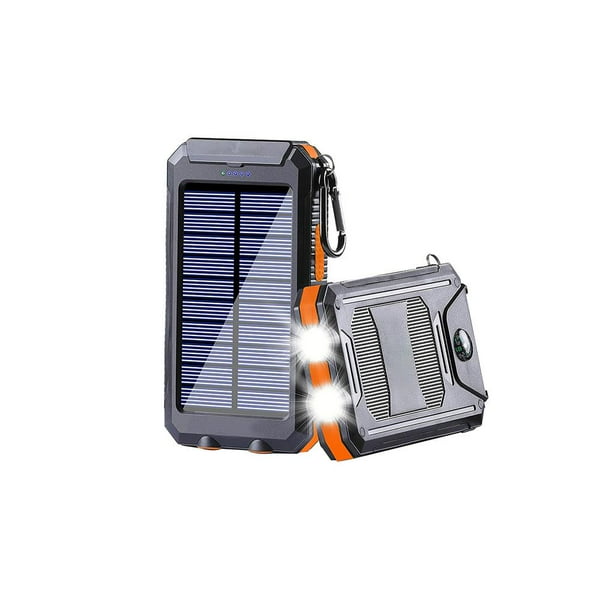 Banco De Energía Solar Batería De Polímero De Litio Cargador Portátil 2.1A 2 Puertos Usb Paquete De Batería De Ahorro De Energía De Alta Velocidad Con Función De Brújula De Linterna Led Dual 8000Mah Moyic EL014339-01