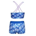 thumbnail image 5 of renvena Kids Girls 2 Pieces Swimsuit Crisscross Back Bra Top with Boyshorts Tankini Bathing Suits, 5 of 7