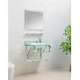 thumbnail image 2 of Lorixon Modern Wall-Mount Bathroom Vanity Set, 24 Inch Light Blue Glass Top, Single Sink with Mirror and Shelves, Stainless Steel Frame, 2 of 8