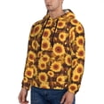 thumbnail image 3 of Goofa Vintage Brown Plaid Sunflower for Men's Hooded Sweatshirt - Lightweight Pullover Hoodie with Kangaroo Pocket, Perfect for Everyday Wear-Small, 3 of 7