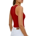 thumbnail image 5 of Asxite Tank Tops For Women Sleeveless Solid Color Round Neck Ribbed Knit Casual Blouse, 5 of 6