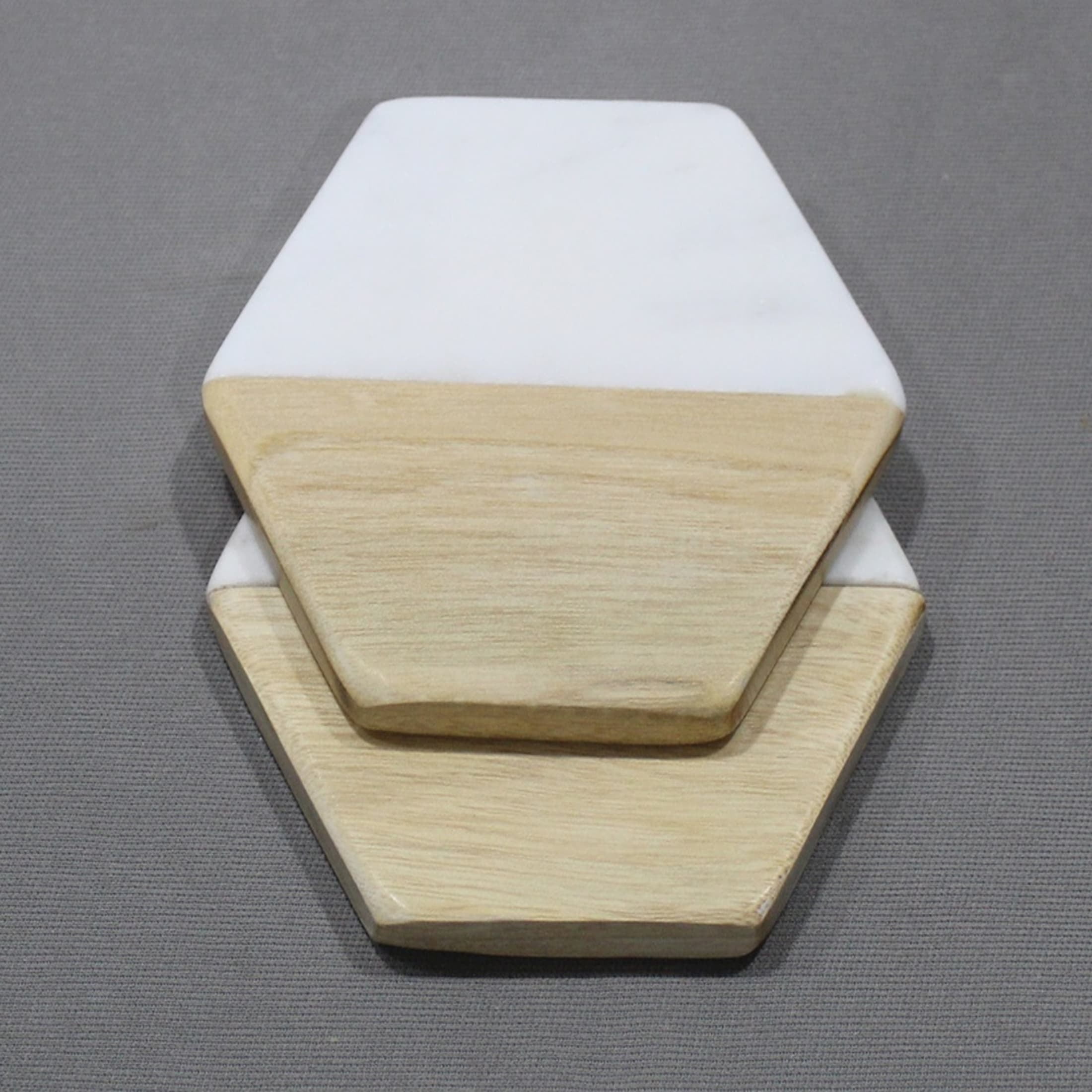 White Marble & Acacia Wood Coaster (4 Pack)