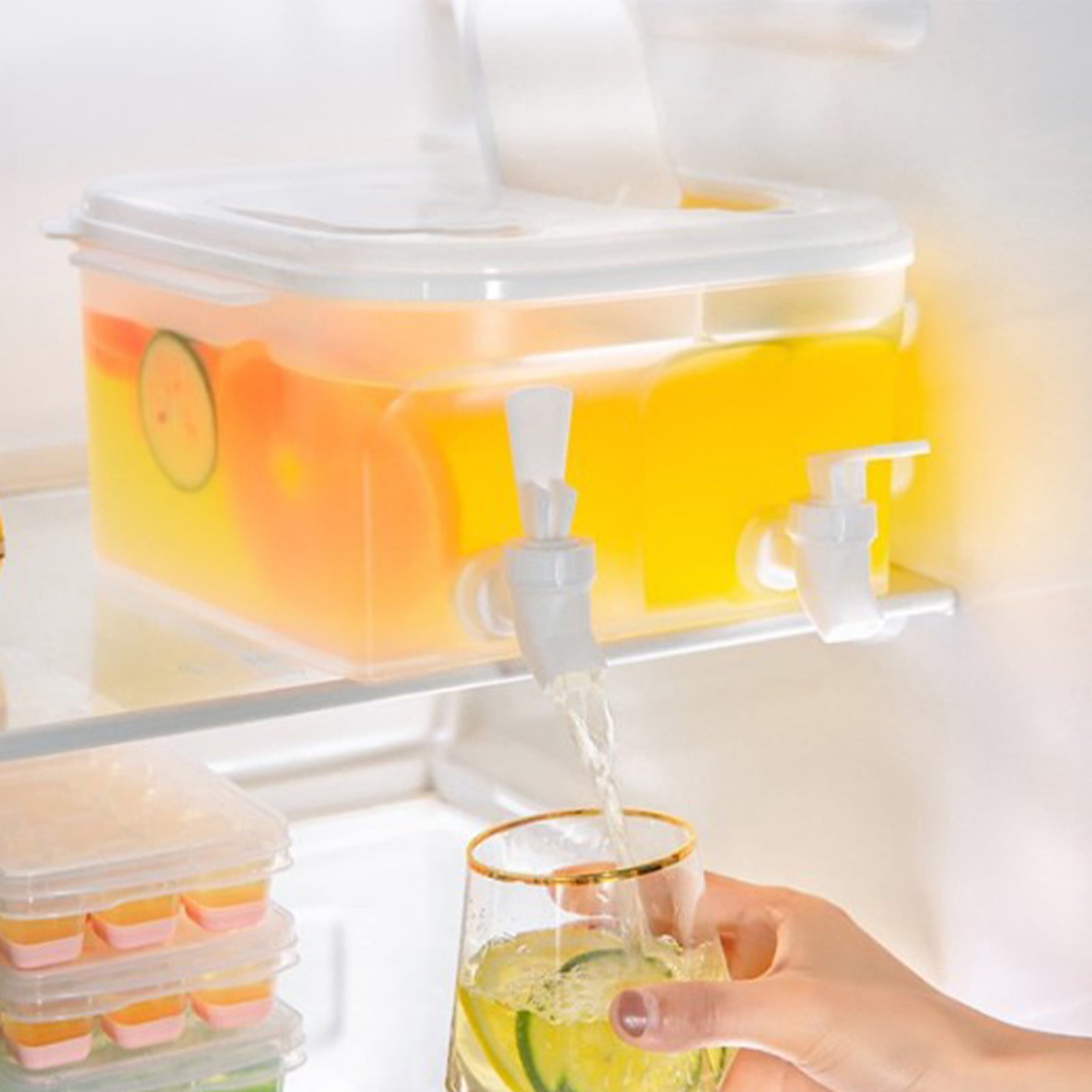 Wovilon 5L 1.32 Gallon Cold Kettle With Faucet Plastic Refrigerator Beverage Dispenser With Faucet Large Capacity Party Beverage Ice Syrup Jug Fruit Tea Pot Bucket