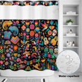 thumbnail image 2 of No Hook Shower Curtain, Colorful Cartoon Shower Curtains for Bathroom with See Through Top Window, Funny Flowers Guitar Animals Ethnic Art Waterproof & Washable Bath Curtain 66"x72", 2 of 9
