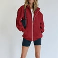 thumbnail image 3 of Wyongtao Women 2 Piece Outfits Sweatsuit Set Zipper Hoodie Sweatshirt and Shorts Lounge Set Tracksuit,Red XL, 3 of 6
