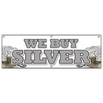 72" WE BUY SILVER BANNER SIGN gold sell rare cash bullion diamonds coins