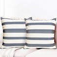 thumbnail image 2 of Decorative Throw Pillow Covers Set of 2 Blue Boho Striped Pillow Covers 16x16 Inch Throw Pillow Cover Linen Pillowcase Farmhouse Outdoor Pillow Covers for Couch Sofa Bed Living Room, 2 of 6
