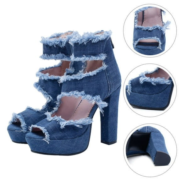 WHAMVOX Heels High-heeled Sandals High Heels Sandals Bride 7 Blue