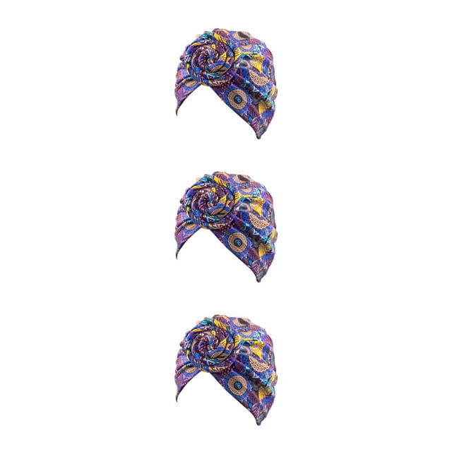 Qarigey Nudo Turbante Estampado Hijab Beanie Estilo bohemio Gorros plisados Accesorios para el cabello femenino Gorro Banquete de Type1 NO1