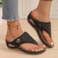 thumbnail image 1 of Fankiway Women's Wedge Flip Flops Thong Sandals Rhinestone Decor Non-Slip Comfortable Plus Size Summer Beach Slippers Black 6, 1 of 9