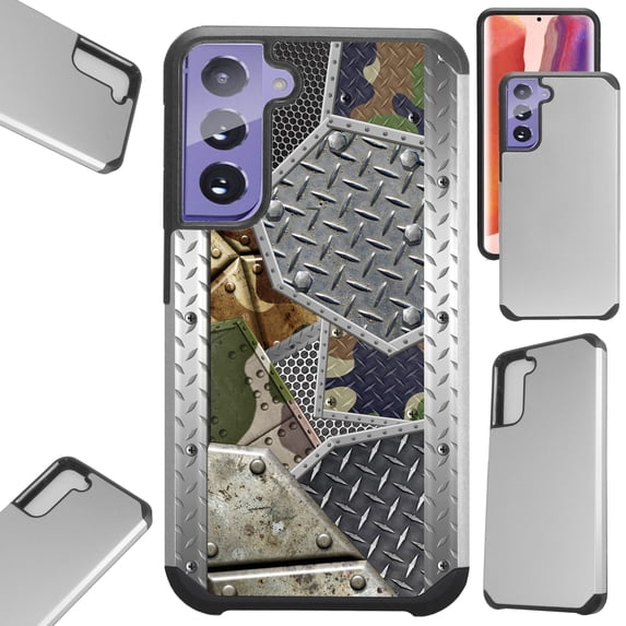 Compatible with Samsung Galaxy S22 Plus 5G 6.6" Hybrid Fusion Guard Phone Case Cover (Camo Scrap Metal)