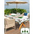 thumbnail image 4 of Outdoor Tablecloth with Umbrella Hole and Zipper, Christmas Trees Rectangle Table Cloth 60x102 Inch Waterproof Tablecloth, Winter Pine Xmas Watercolor Berry Green Picnic Table Cover for Patio Camping, 4 of 7