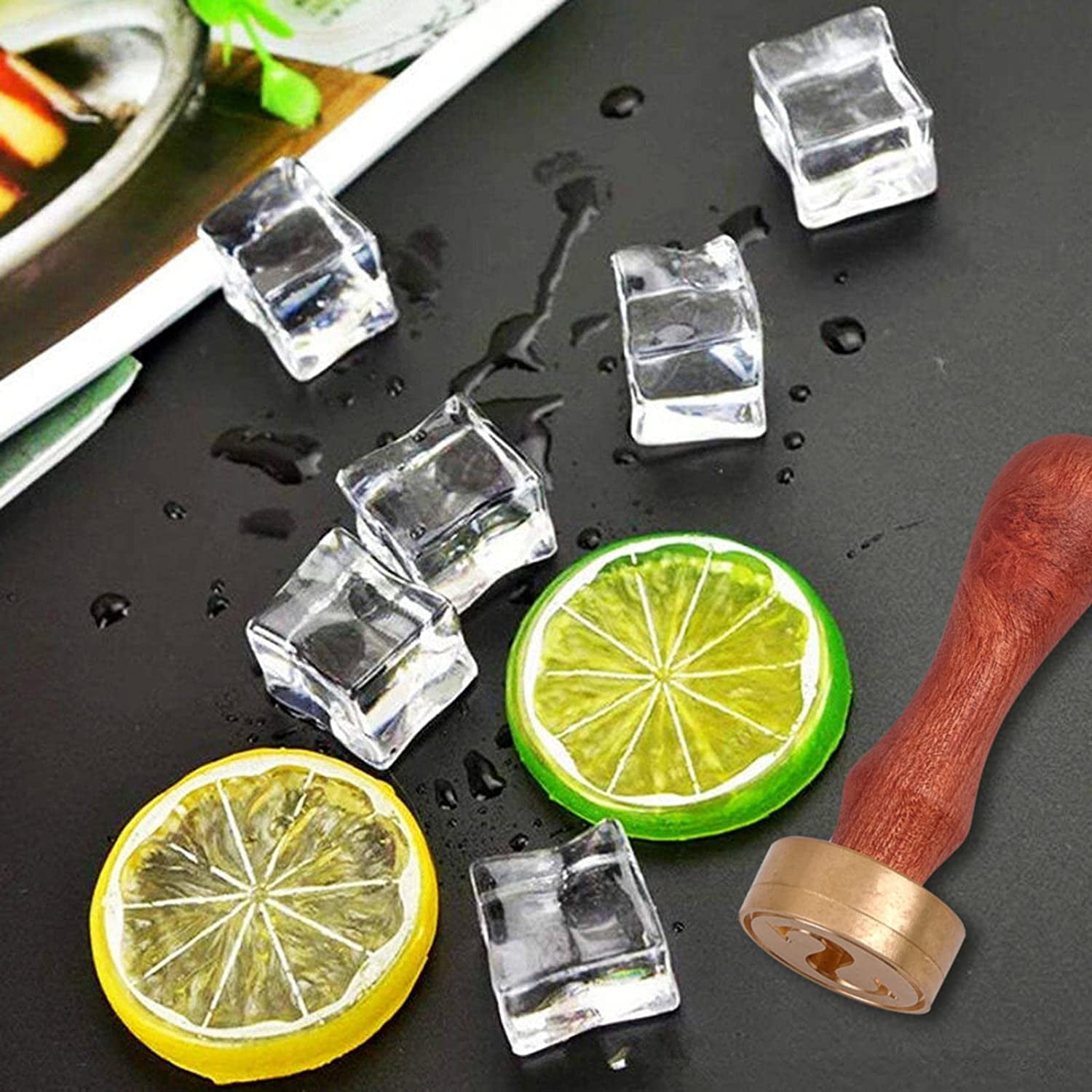 Wholesale OLYCRAFT 1.2 Ice Stamp Ice Cube Stamp with Removable Brass Head  and Pear Wood Handle Perfect for Ink Wax and Ice Cubes Making DIY Crafting  - Elf Ice Cube Stamp 