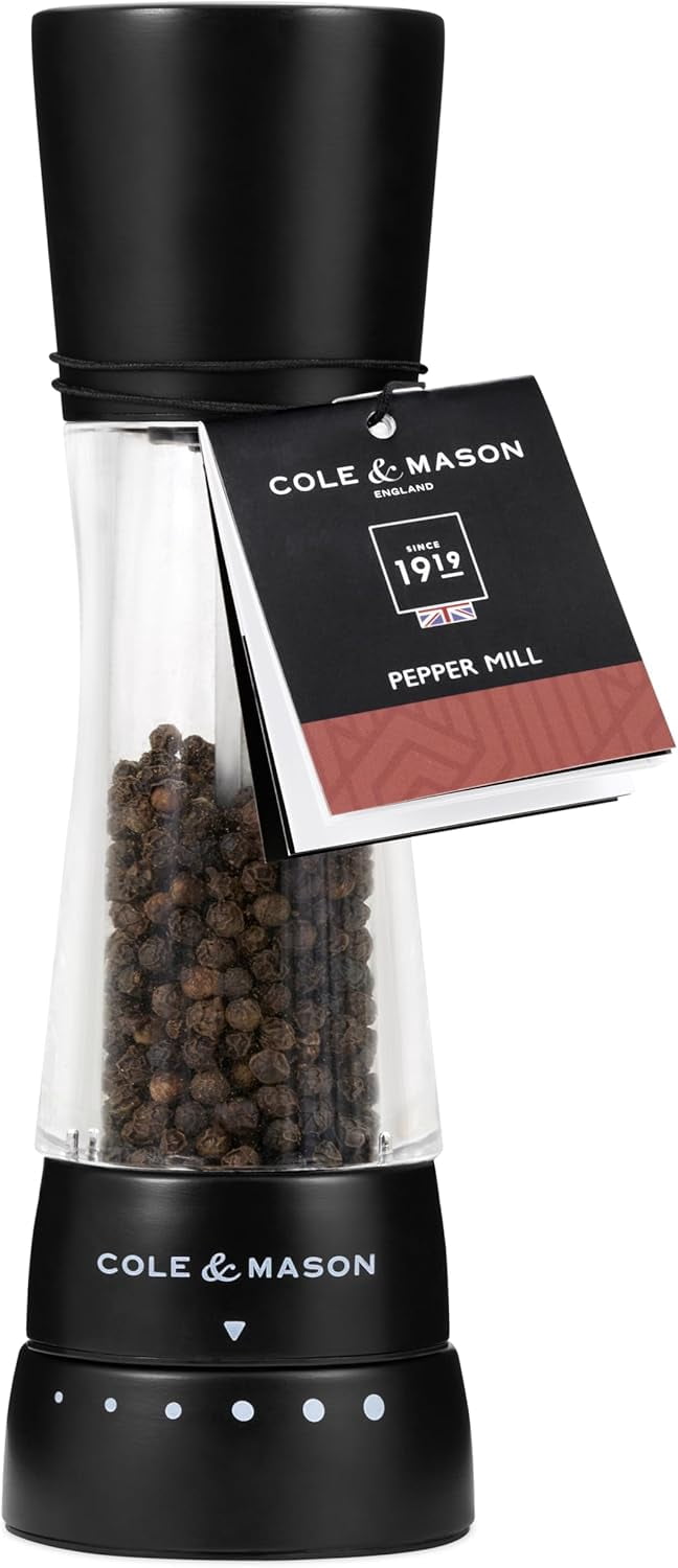 Derwent Pepper Grinder - Mill Includes Gourmet Precision Mechanism and Premium Peppercorns - Pepper Mill, Matt Black