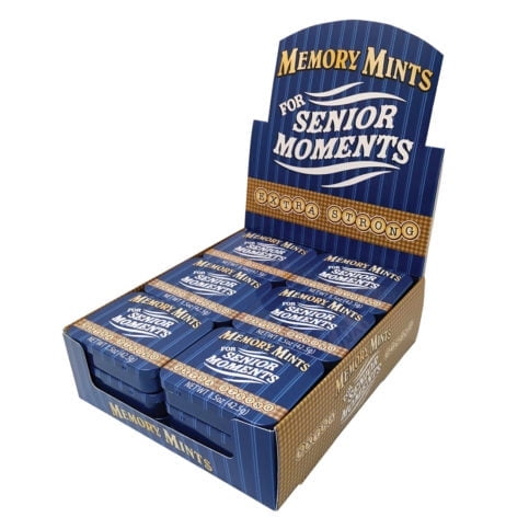 Boston America Memory Mints, Sugar Candy for Senior Moments, 1.5 Ounce Tin - 18 Count Display Box