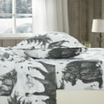 thumbnail image 4 of Chezmoi Collection 4-Piece Lodge Sheet Set Queen Size, White Gray Black Grizzly Bear Wolves Moose Pine Tree Mountain Printed Brushed Microfiber Lightweight Breathable Deep Pocket Bed Sheets, 4 of 9