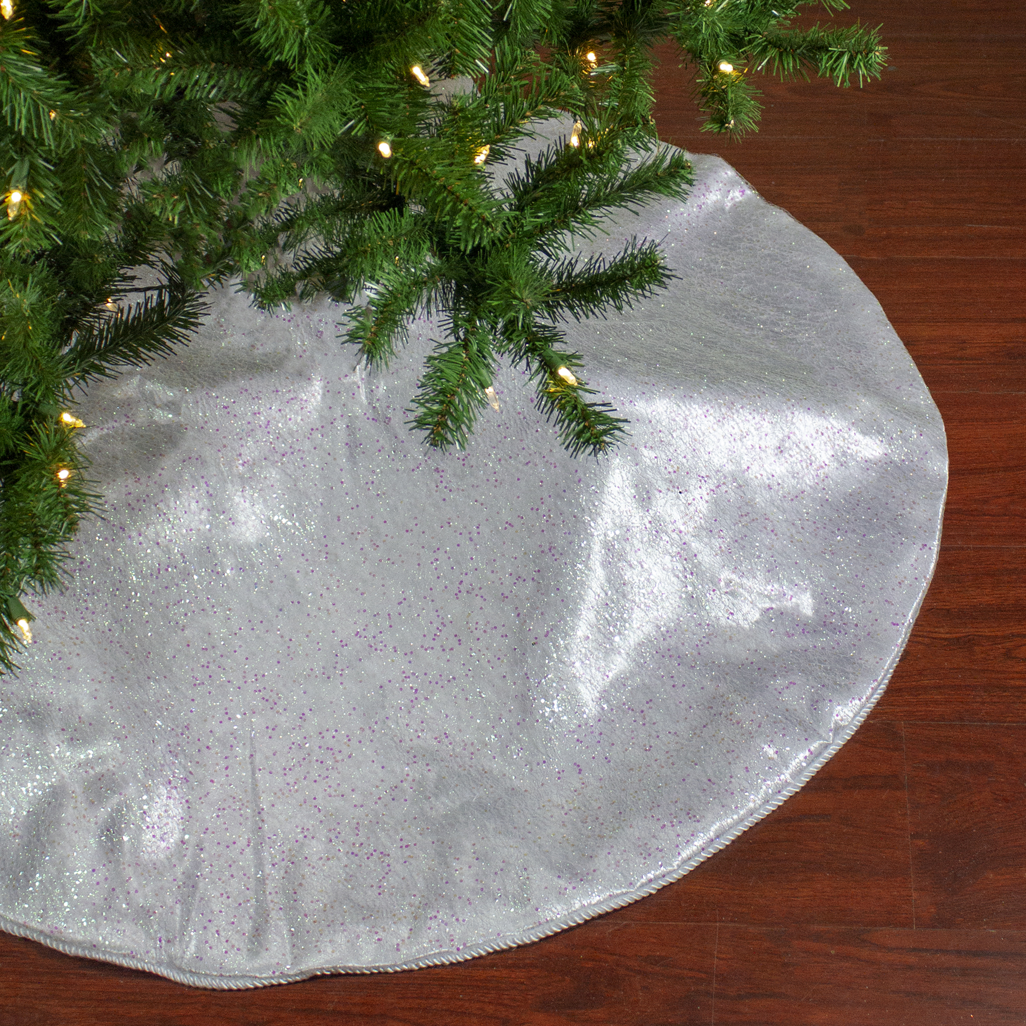 Northlight 48 inch White Iridescent Holographic Glittered Christmas Tree Skirt