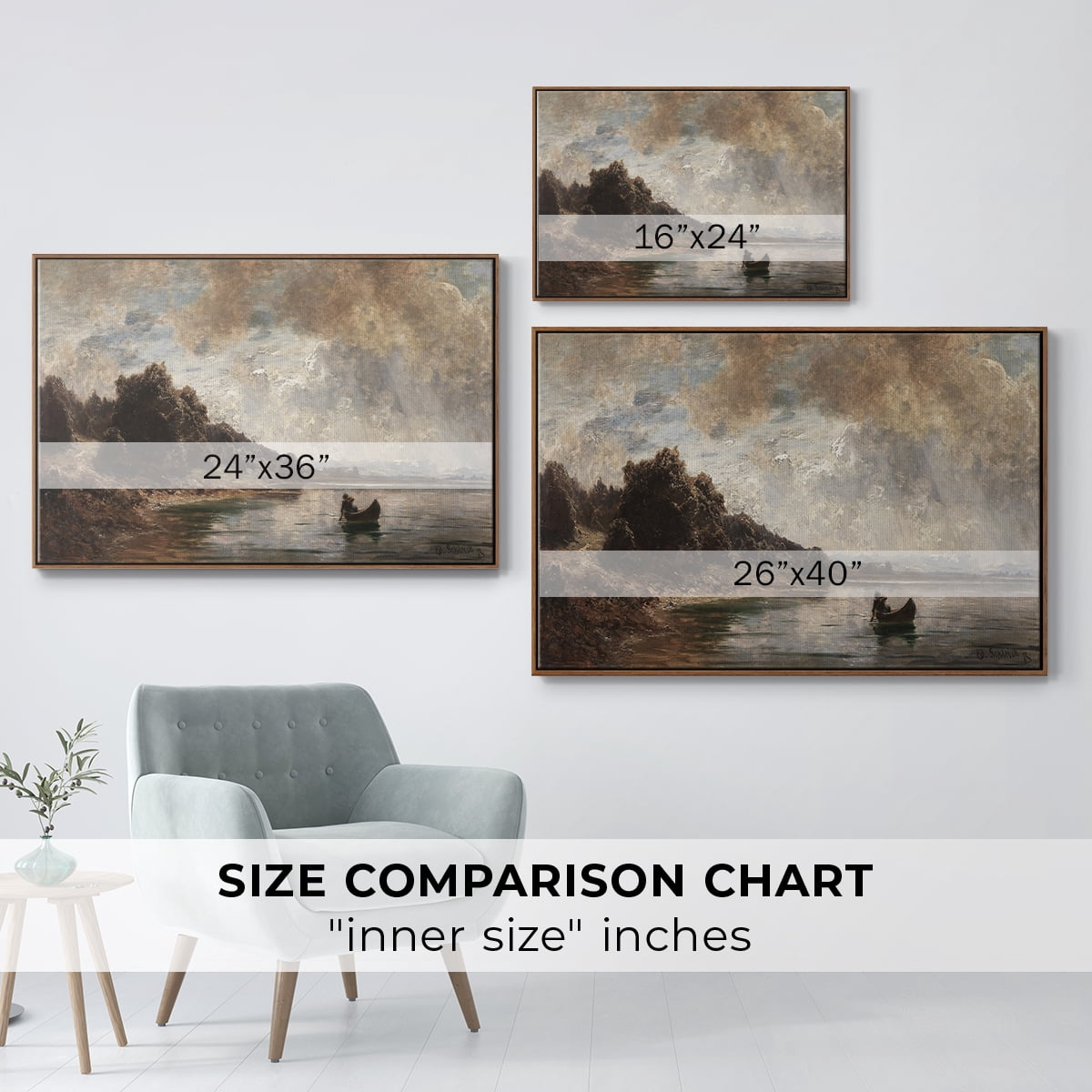 Vintage Landscape-CCXXVIII By Wexford Home Framed in Walnut Wood Gallery Wrapped Canvas 17 in. x 25 in.