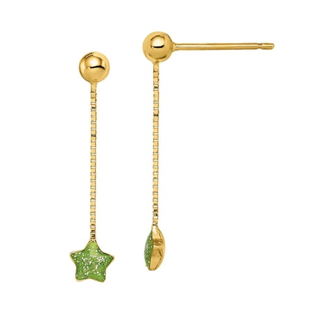 Primal Gold 14 Karat Yellow Gold Enameled Star Chain Dangle Post Earrings