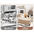thumbnail image 4 of Large Blanket Basket for Living Room,75 L Rectangle Toy Storage Basket for Nursery Room, Woven Rope Storage Box with Leather Handle,Gradient Linen,Gray, 4 of 10