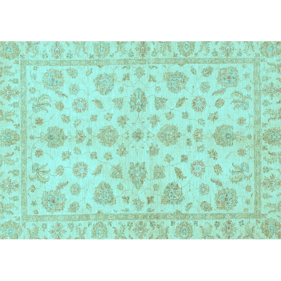 Ahgly Company Indoor Rectangle Oriental Light Blue Traditional Area Rugs, 7' x 10'
