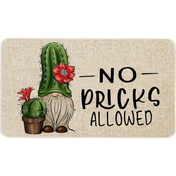 Spring Summer Door Mat 30 X 17 Inch No Picks Allowed Cactus Gnome Doormat Indoor Outdoor Entrance Funny Floor Mat Non Slip Summer Decor Rubber Welcome Mats