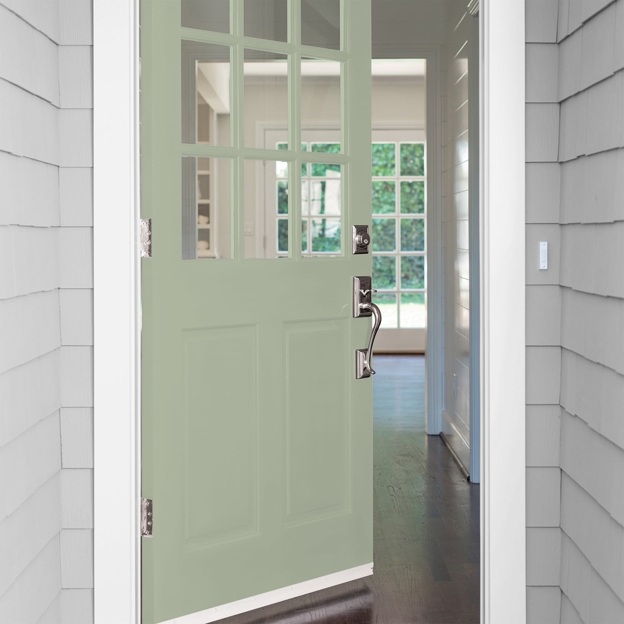 Glidden Fundamentals Gargoyle / Green, Satin Exterior Paint, 5 Gallon