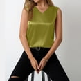 thumbnail image 6 of Women's Satin Tank Top, V Neck Casual Camisole Sleeveless Blouse for Summer Basic Wear and Layering,Green,XL, 6 of 7