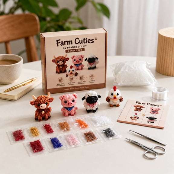 Tiny 3D Beaded Animal Kit DIY Beading Craft Set with Instructions Creative Handmade Art Gift for Adults Beginners and DIY Enthusiasts