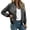 Gray, variant on Women Solid Zip Up Bomber Jacket Stand Collarless Ribbed Cuffs Hem Long Sleeve Lightweight Windproof Outerwear Relaxed Fit Casual Bomber Coat With Multi Functional Side And Sleeve Pockets