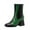 Green, variant on Bmisegm Ladies Fashion Colorblock Leather Face Square Toe Back Zip High Heel Boots Shoes Boots for Women White 7.5