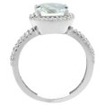 thumbnail image 2 of 14K White Gold Natural Aquamarine Ring Cushion-cut 8x8 mm 2-row Diamond Accents, size 9.5, 2 of 4