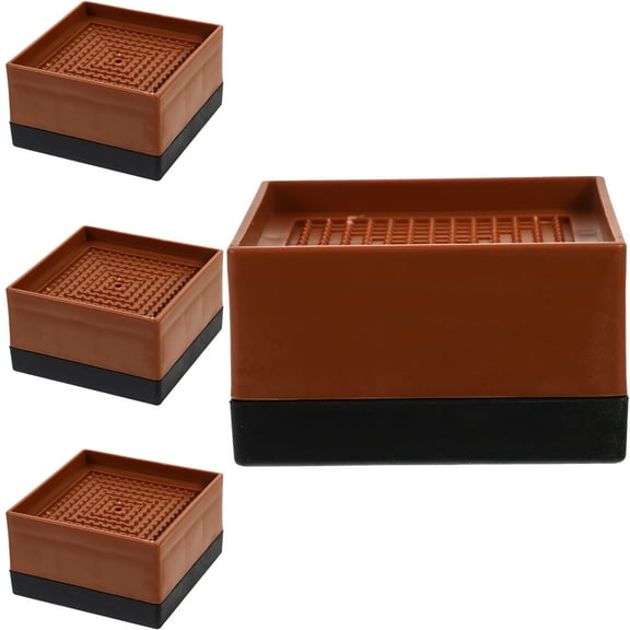Milisten Desk Riser Blocks Bed Furniture Risers Brown Plastic 4Pcs