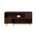 thumbnail image 4 of Console Multimédia en Bois Extensible avec Portes Cannelées - Noyer Foncé / Or, 4 of 6
