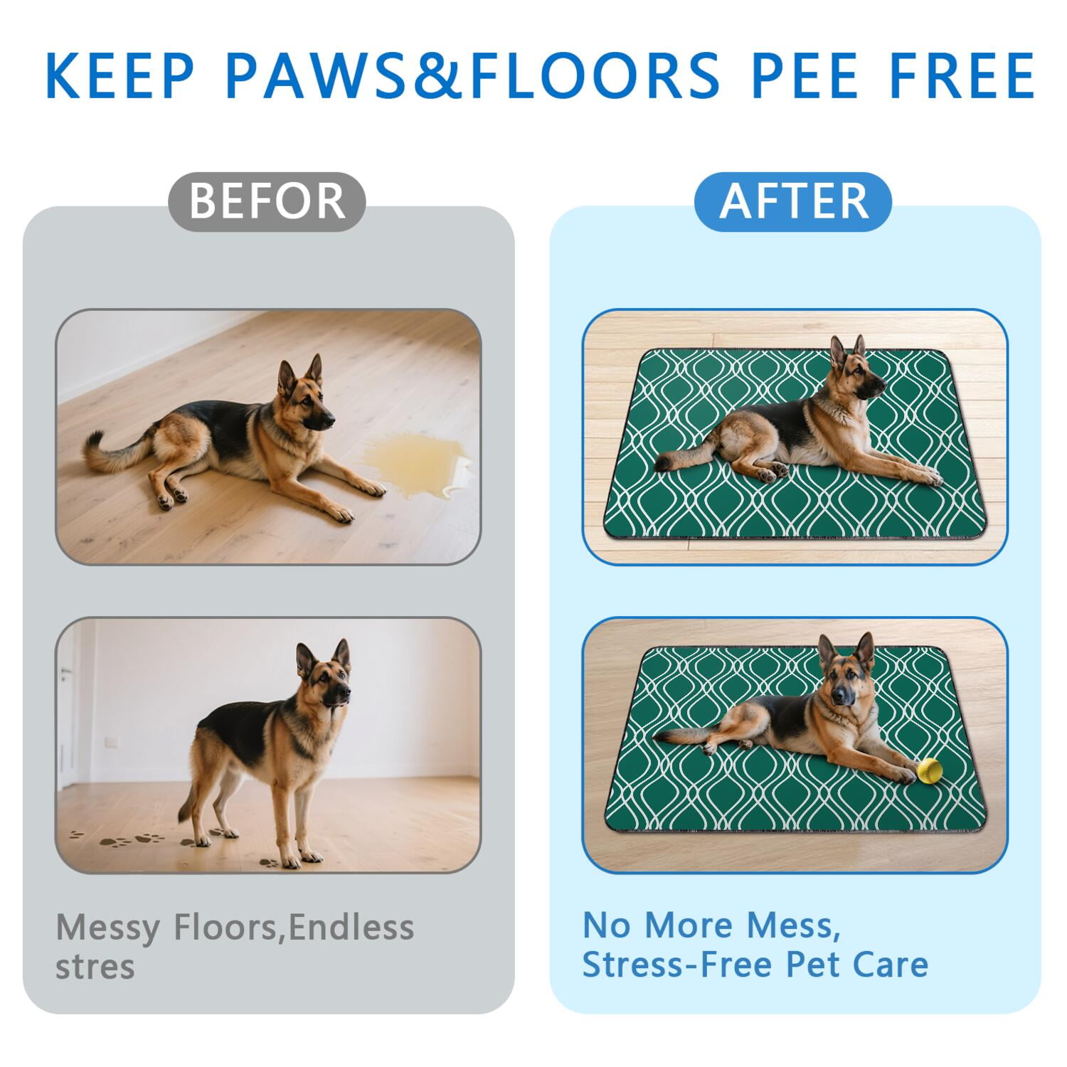 Decorative Puppy Pads, Washable Reusable Potty Pads to Blend with Your Home Decor (Texture/leopard /Geometry, 24" x35" )