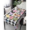 thumbnail image 6 of Spring Gnomes Table Cloth, Waterproof Tablecloth for Rectangle Tables, Botanical Rose Leaves Black Buffalo Plaid Reusable Washable Fabric Table Cover for Restaurant Kitchen Dining Tables 60"x120", 6 of 9