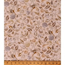 Cotton Sea Shells Cream Seashells Starfish Beach Ocean Nautical Sand Cotton Fabric Print by the Yard (BEACH-C5353-SHELLS)