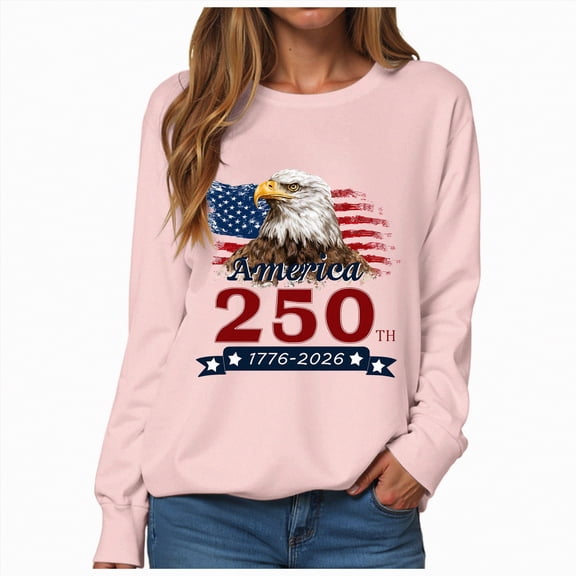 Leey-World 250 Years of Freedom 1776 2026 July 4th 250th Birthday T-Shirt Patriotic Tops for Women(Pink,L)