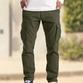 thumbnail image 3 of Pantalón Cargo Casual Pantalón casual de carga para hombre, ajuste holgado, pantalón holgado simple, traje diario de cintura media con botones Kuymtek Verde Militar Xxxl para Hombre, 3 of 6