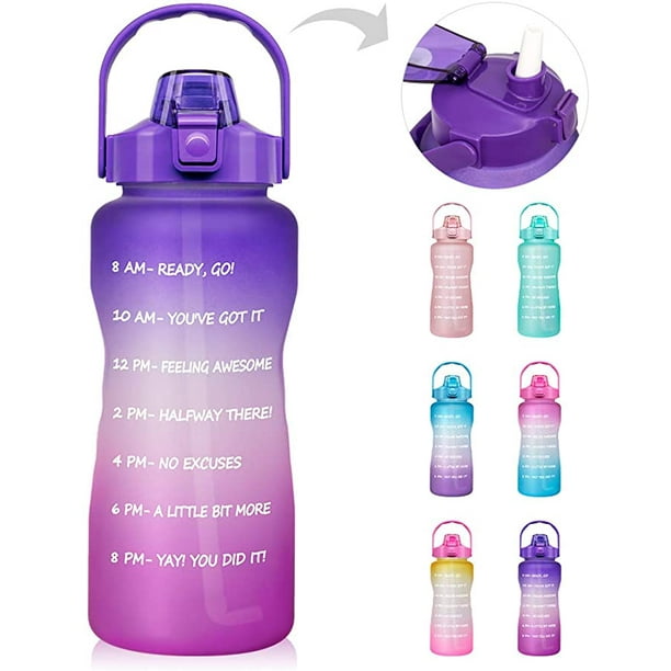 glass water bottle with time marker