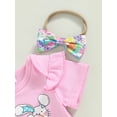 thumbnail image 4 of Jxzom Newborn Baby Girl My First Easter Outfit 3 6 12 18 Months Bunny Colorful Eggs Print Ruffle Romper Flared Pants Headband Set, 4 of 7