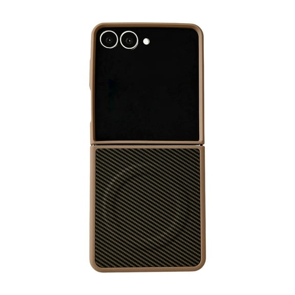 Allytechgroup Magnetic Case for Samsung Galaxy Z Flip 7, [Compatible with Magsafe] Slim Fit Carbon Fiber Texture TPU Shell Shockproof Anti-Scratch Phone Case for Galaxy Z Flip 7, Brown
