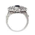 thumbnail image 4 of HeartsAndYou 4ct Natural Sapphire Diamond Stylish Dual Halo Floral Ring 14k SOLID White Gold, 4 of 9