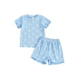 thumbnail image 2 of Elippeo Baby Girl Summer Outfits 6 12 18 24 Months 3 4 Years Short Sleeve Lettuce Trim Floral Tops + Shorts Set Infant Clothes, 2 of 9