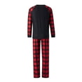 thumbnail image 4 of Family Matching Christmas Pajamas Set, Letter Christmas Hat Print Long Sleeve Tops Plaid Pants Sleepwear Set, 4 of 5