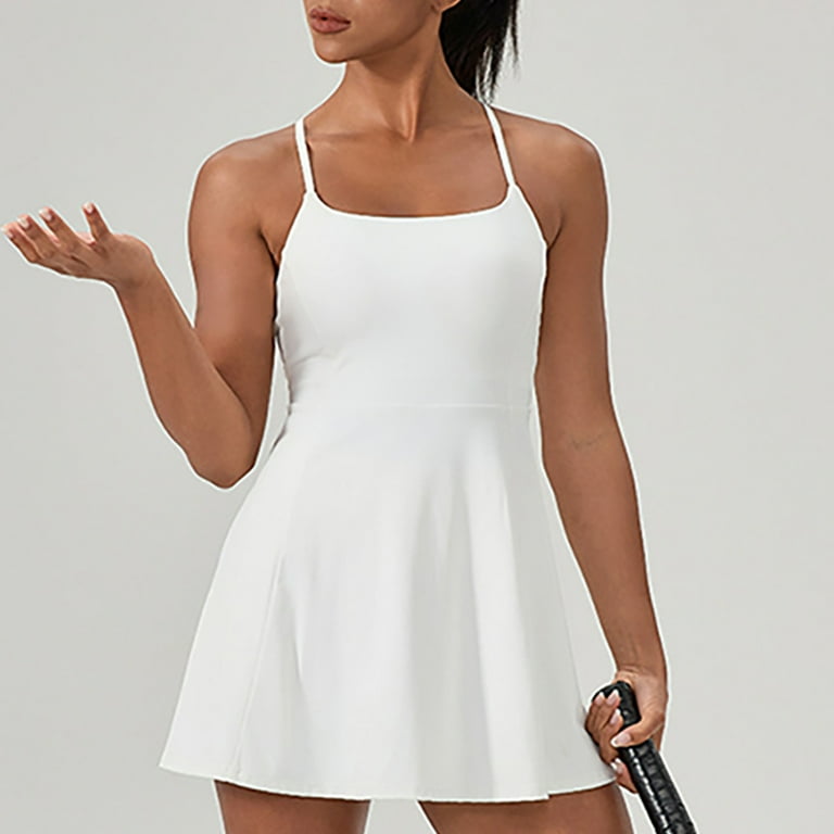 strapless open back dress Ladies Short Sleeve Tennis Dress With Shorts And Pockets main image 0