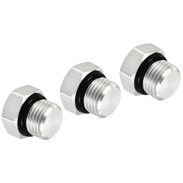 Unique Bargains G1/4 Male Thread Aluminum Hex Head Pipe Plug Cap Fitting Connector, Silver, 3 Pack