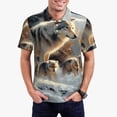 thumbnail image 1 of Fotbe Wolf Family Winter Wonderland Camiseta Polo de Golf para Hombre con Estampado – Camisa Deportiva Transpirable con Cuello Abotonado-Small, 1 of 6