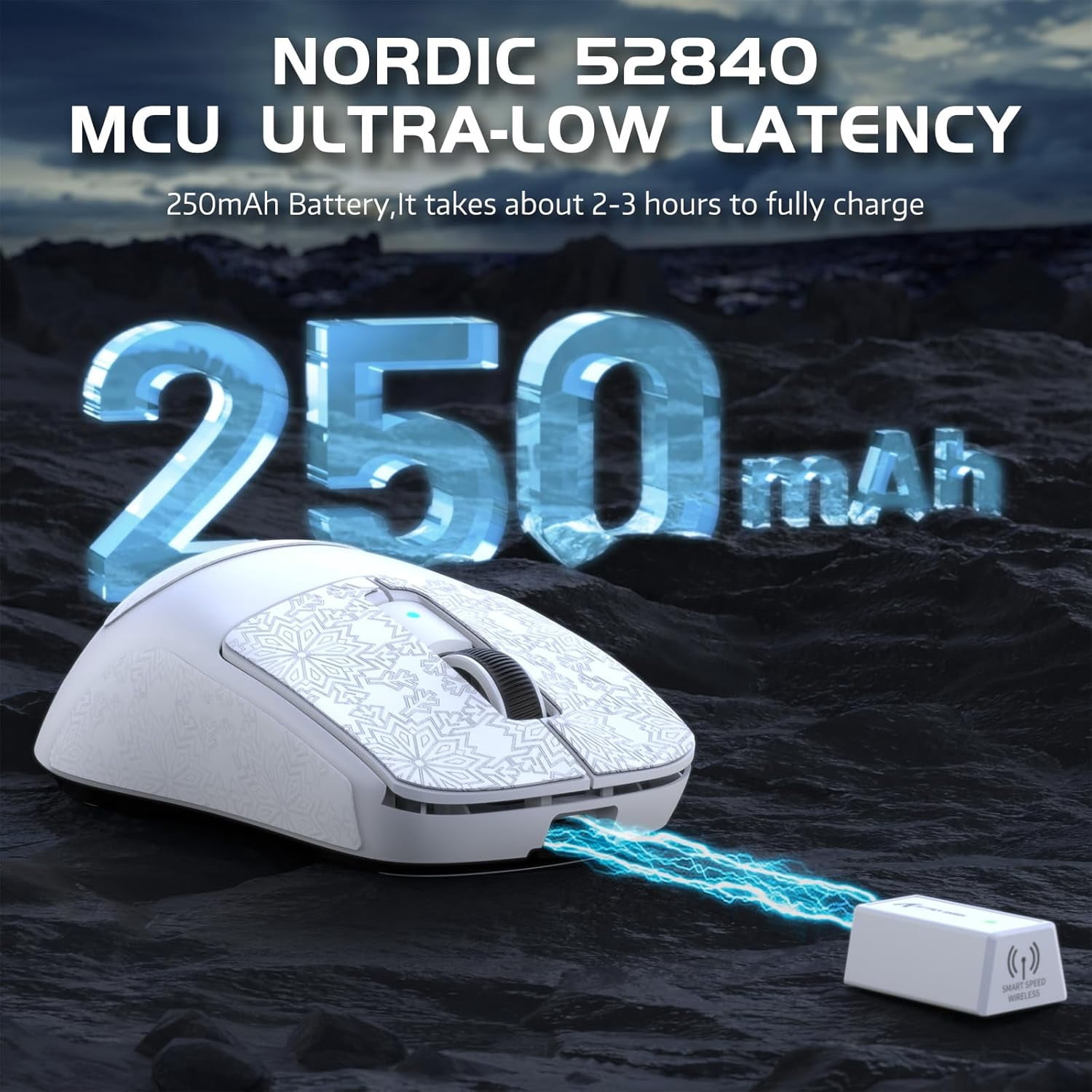ATTACK SHARK R6 39g SUPERLIGHT Mouse with Grip Tape, PixArt PAW3950MAX Gaming Sensor, Wireless 8K Mouse, MCU Nodic 52840, BT/2.4G/Wired Gaming Mouse, Adjustable DPI 42000, for Win11/Xbox/PS/Mac -White