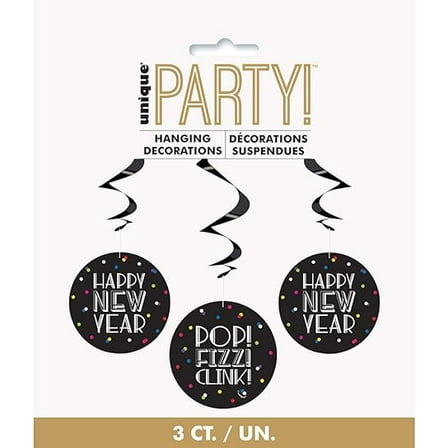 New Years Party Hanging Decorations Swirls Decor Multi Colored